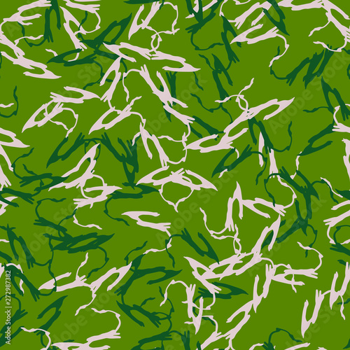 Forest camouflage of various shades of green and beige colors