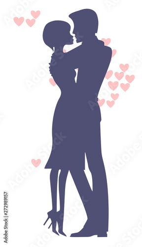 Wallpaper Mural Silhouette of embracing men and women. Date and love. Vector illustration Torontodigital.ca