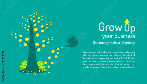 money tree. grow up your business. one coin make a lot coin. analyze and increase your affluent scope. business marketing concept. vector illustration eps10