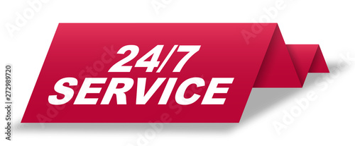 red vector banner 24/7 service