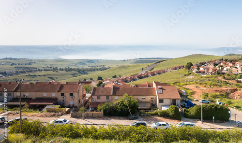 Panoramic view of the city Safed (Zefat, Tsfat) and the Sea of Galilee in northern Israel © svarshik