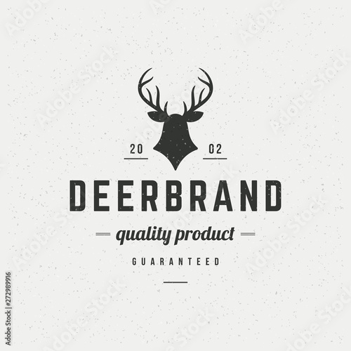 Deer head design element in vintage style for logotype