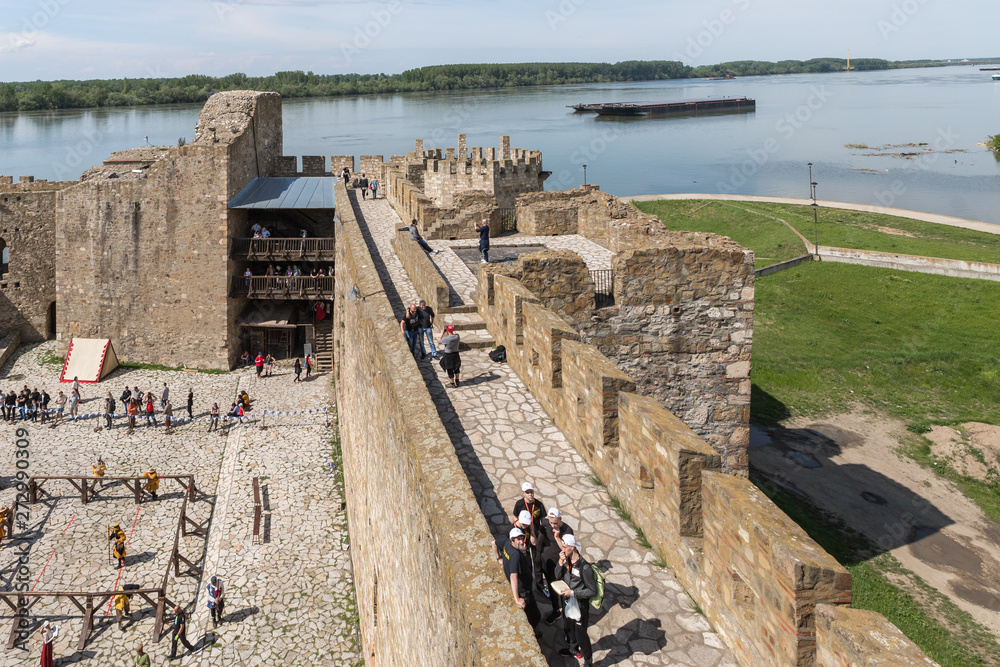 Fototapeta premium The Courtyard of the Smederevo fortress, standing on the banks of the Danube River in the town of Smederevo in Serbia.