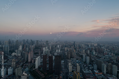 aerial view of HuangPu district, Shanghai, at dawn