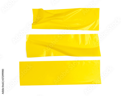 Fotobehang Set of yellow tapes on white background