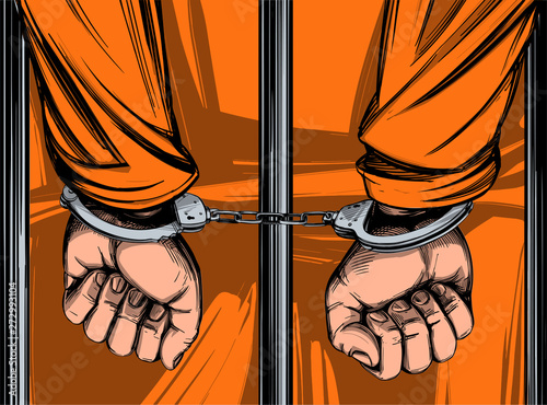 handcuffed hands icon hand drawn vector illustration sketch
