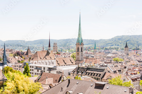 Zürich, Predigerkirche, Fraumünster, Kirche, Grossmünster, Altstadt, Altstadthäuser, Stadt, Predigerplatz, Zwingliplatz, Aussichtspunkt, Sommer, Schweiz