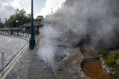 Caldeiras das Furnas, naturally boiling water (hot springs). Geothermal springs, Sao Miguel Island, Azores, Portugal