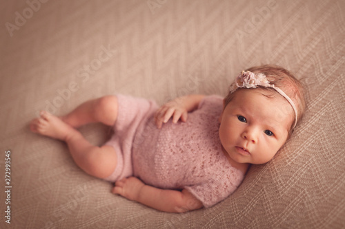 Cute newbon baby girl photo