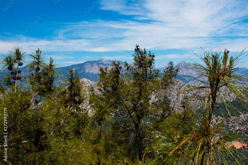 Beautiful landscape of mountains and the forest in Turkey, Antalya.Panorama from cableway.