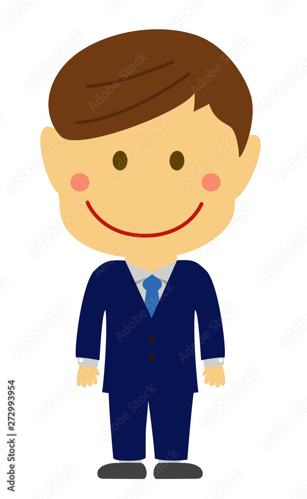 Cartoon deformed male person vector illustration ( Asian/Japanese business person)