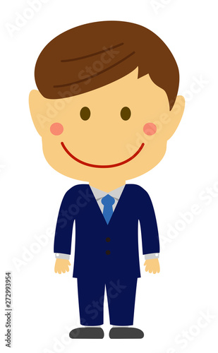 Cartoon deformed male person vector illustration ( Asian/Japanese business person)