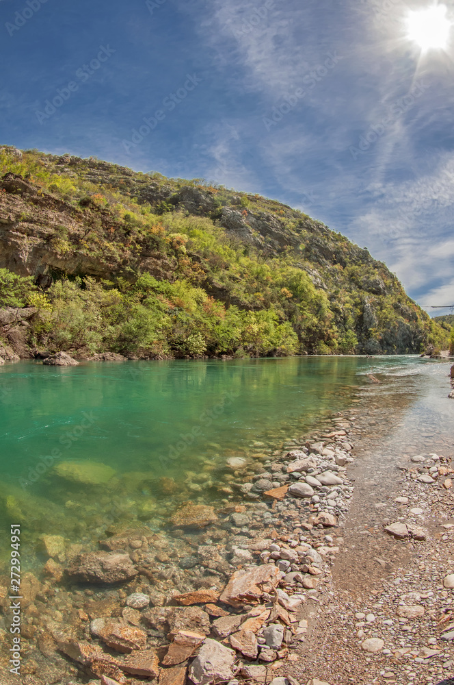 Fototapeta premium The bank of the Tara river on a sunny day.