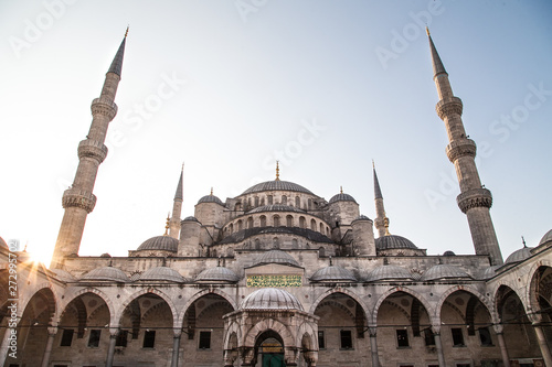 Sultan Ahmed Blue Mosque in Istanbul at sunset.