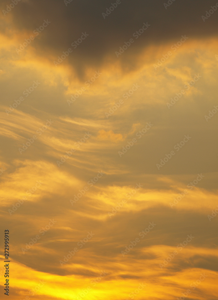 Summer background with white flying clouds on blue sky. Romantic abstract natural heaven backdrop.