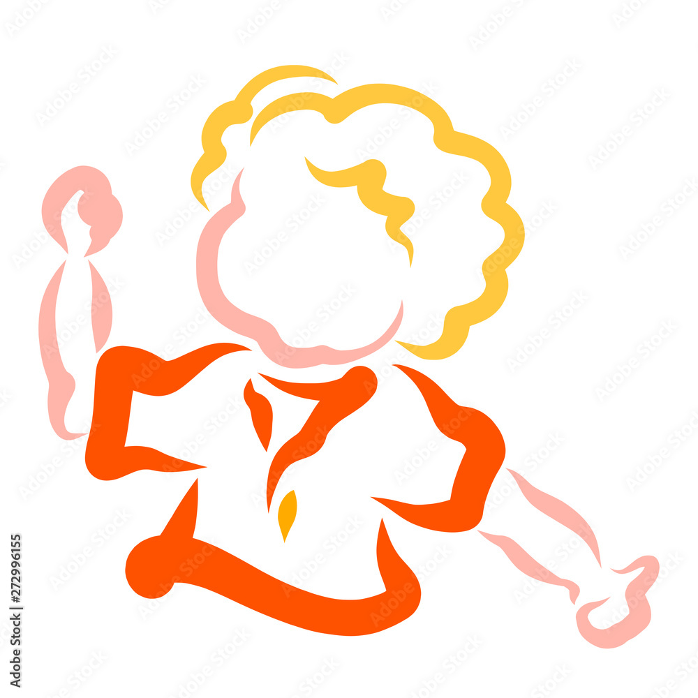 active child with yellow hair, fist and thumb up active child with yellow hair, fist and thumb up