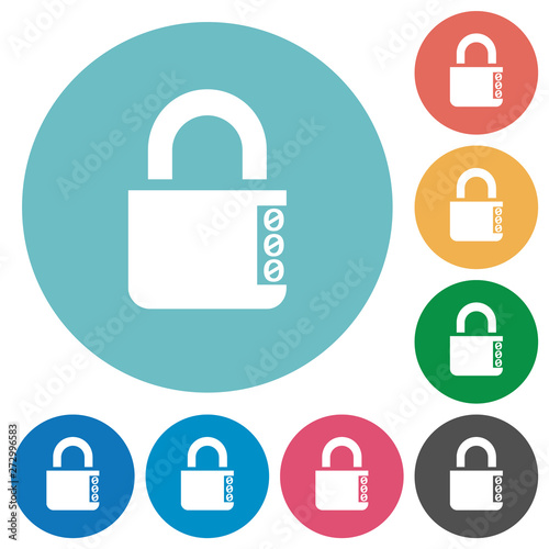 Locked combination lock with side numbers flat round icons