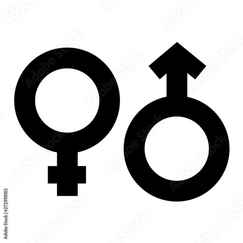 Black and white Gender sign on white background, Gender symbol, Male and female symbols.