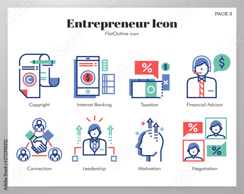 Entrepreneur icons FlatOutline pack