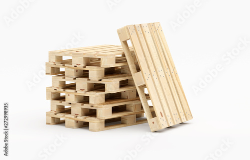 Fototapeta Naklejka Na Ścianę i Meble -  Ein Stapel von 6 versetzten Europalette Holzpalette mit anlehnender Palette rechts