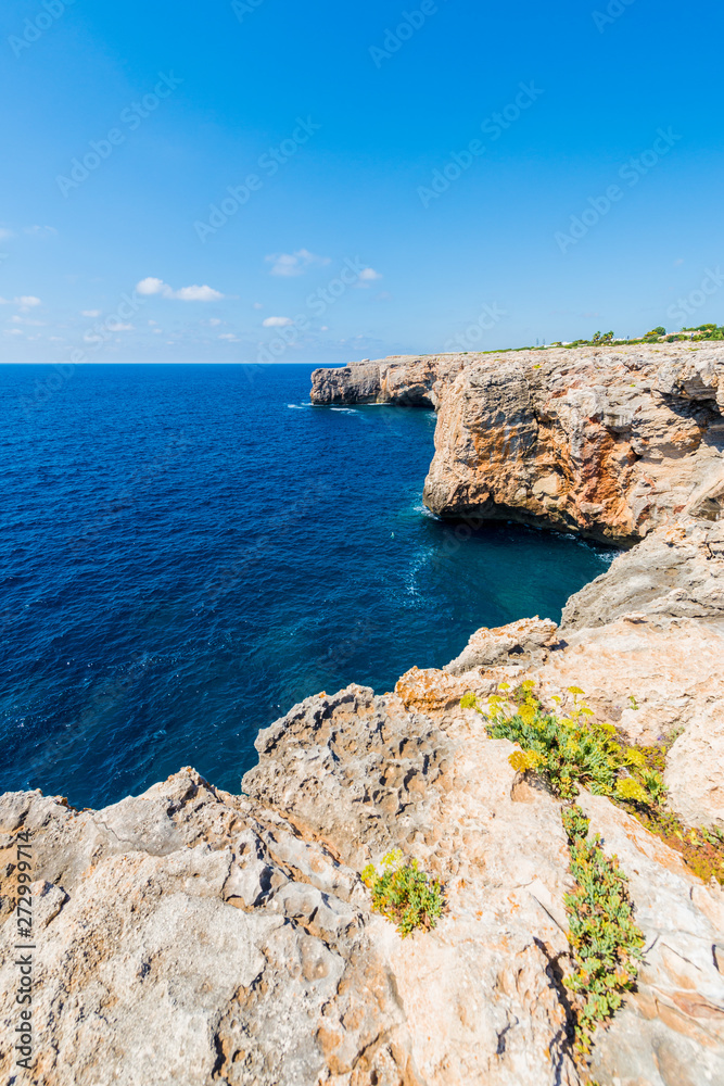 Binidali cliffs in Minorca, Balearic Islands, Spain.
