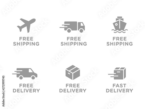 Free shipping, delivery vector icons set