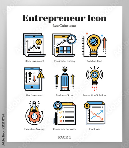 Entrepreneur icons LineColor pack