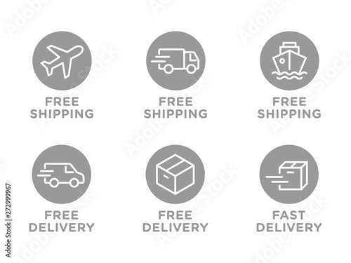 Free shipping, delivery vector icons set