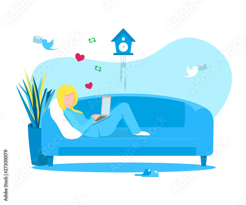 girl at home with notebook network twitter