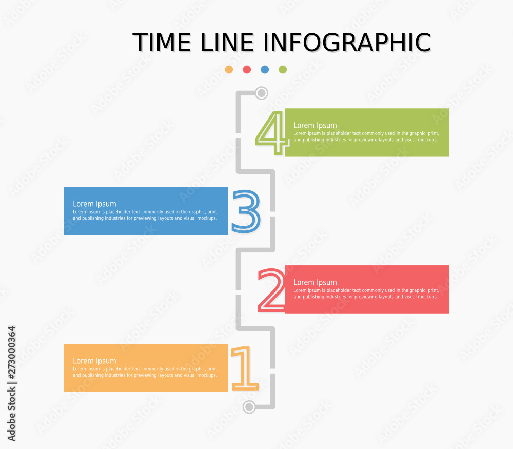 Business Infographic template. Timeline design with numbers 4 options or steps for presentation and data visualization. Business process chart. Diagram with four steps to success.