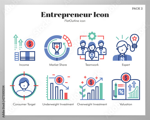 Entrepreneur icons FlatOutline pack