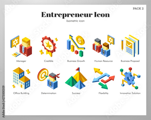 Entrepreneur icons Isometric pack