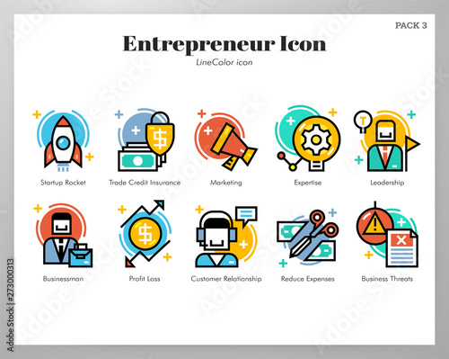 Entrepreneur icons LineColor pack