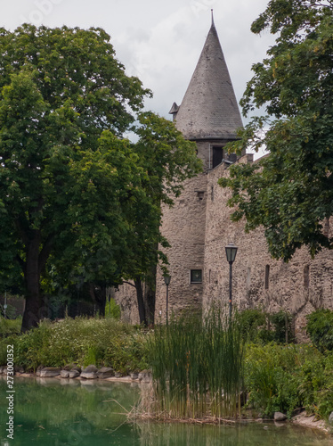 ancient city wall and tower with ditch in Andernach  Germany