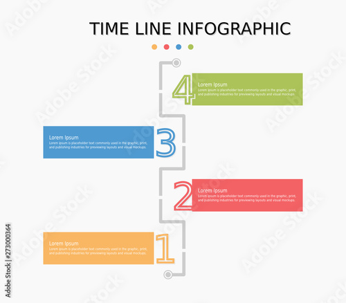 Business Infographic template. Timeline design with numbers 4 options or steps for presentation and data visualization. Business process chart. Diagram with four steps to success.