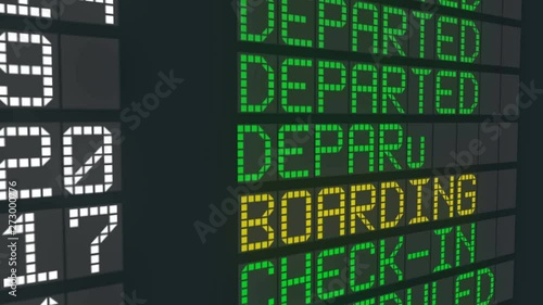 Departed status change airport table, international flight departures schedule