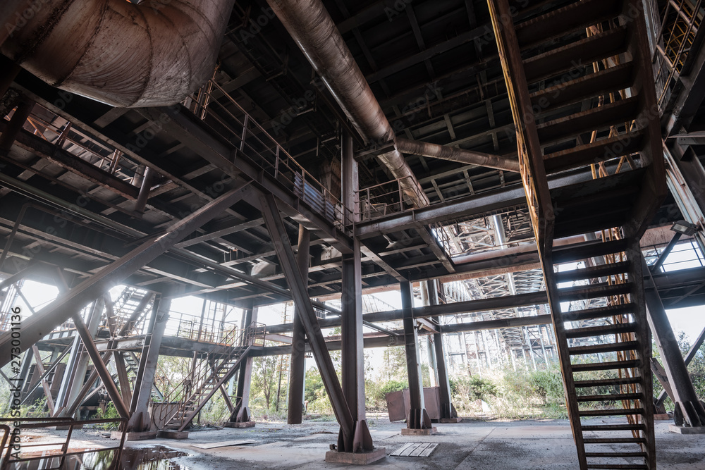 Industrial buildings in an abandoned factory