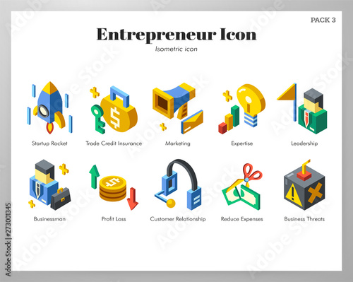 Entrepreneur icons Isometric pack