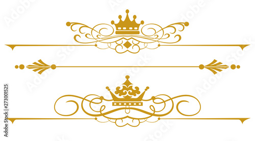 gold design elements: frame, frame, scroll for graphic design, vector set