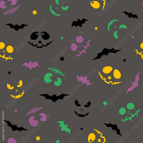 Vector Seamless Pattern with muzzles  Day of the Dead  Halloween background