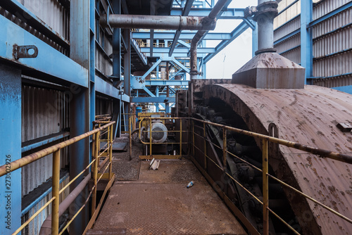 Interior of an old abandoned industrial steel factory