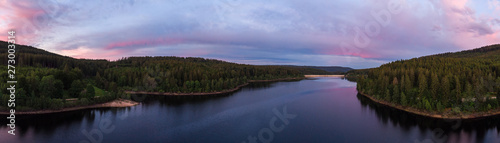 Panoramic view on the Schwarzenbach Dam and the Black Forest at Forbach in Germany. © David Hajnal