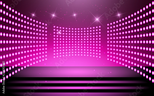 pink light on the stage in the hall