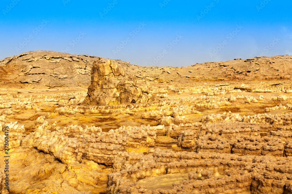 Dallol Sulphur springs and pools Danakil Depression Ethiopia. The Sulphur springs create the unearthly colourful and beautiful landscape Dallol Sulphur springs and pools Danakil Depression Ethiopia. The Sulphur springs create the unearthly colourful and beautiful landscape