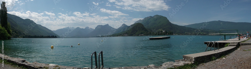 Panoramic view of Lake Annecy, France