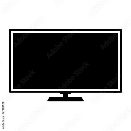 tv flat black icon. vector illustration. isolated on white background