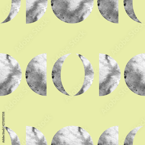 seamless pattern with moon on yellow background