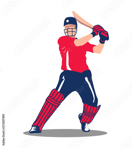 The cricket player with cricket bat in his hands - Vector