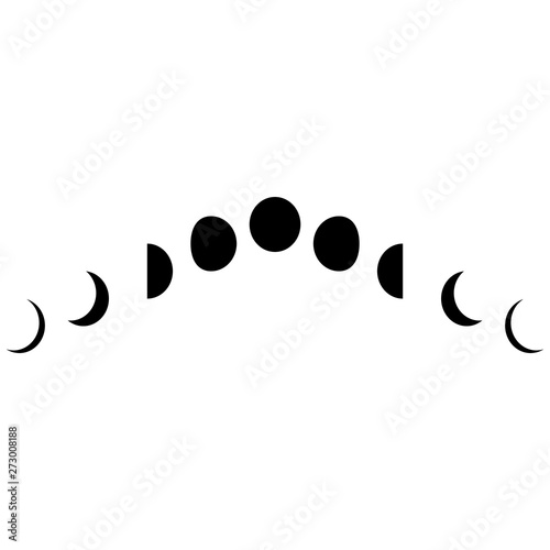 Moon cycle silhouette isolated on white background. Vector illustration