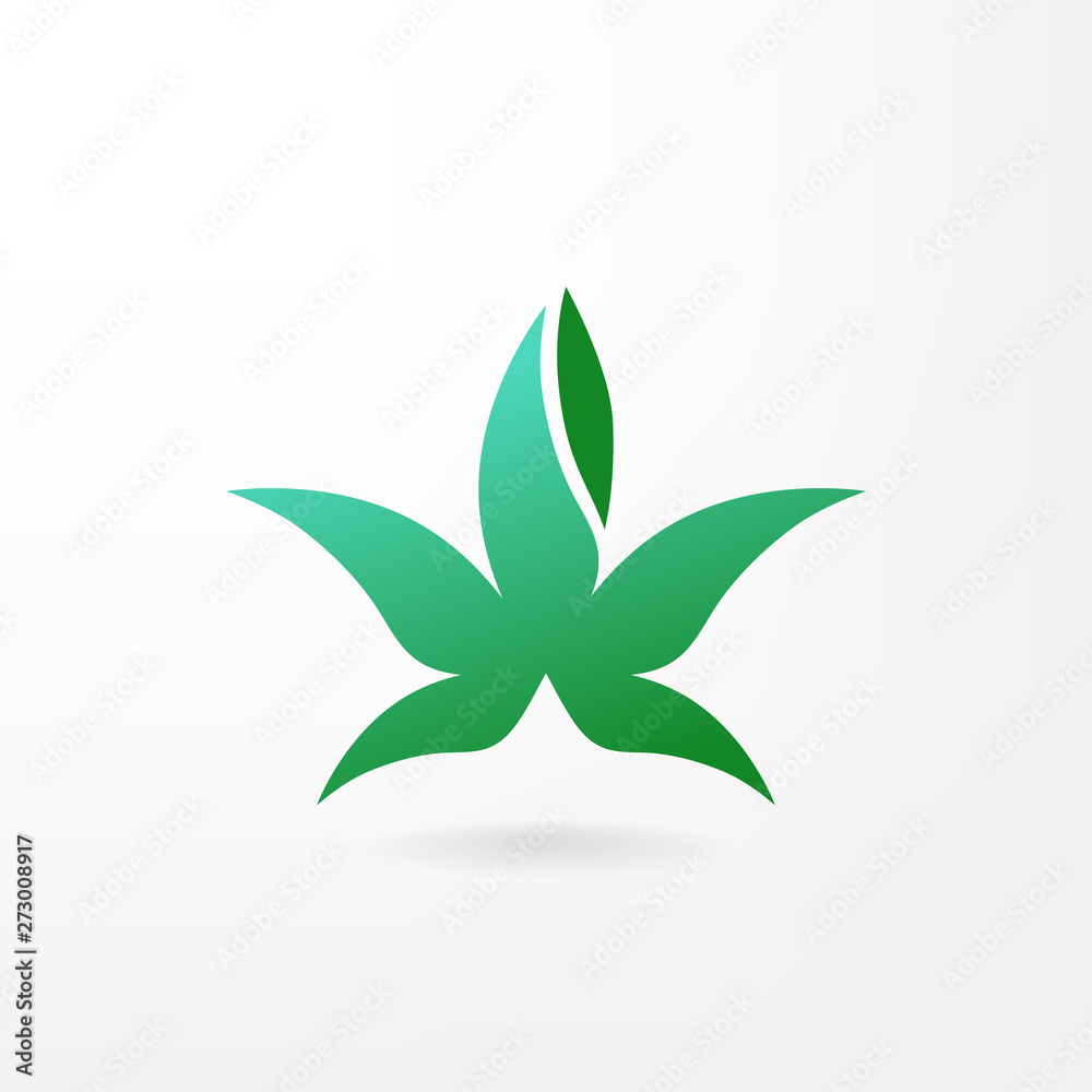 Naklejka premium Simple plant leaf logo design. Vector image.